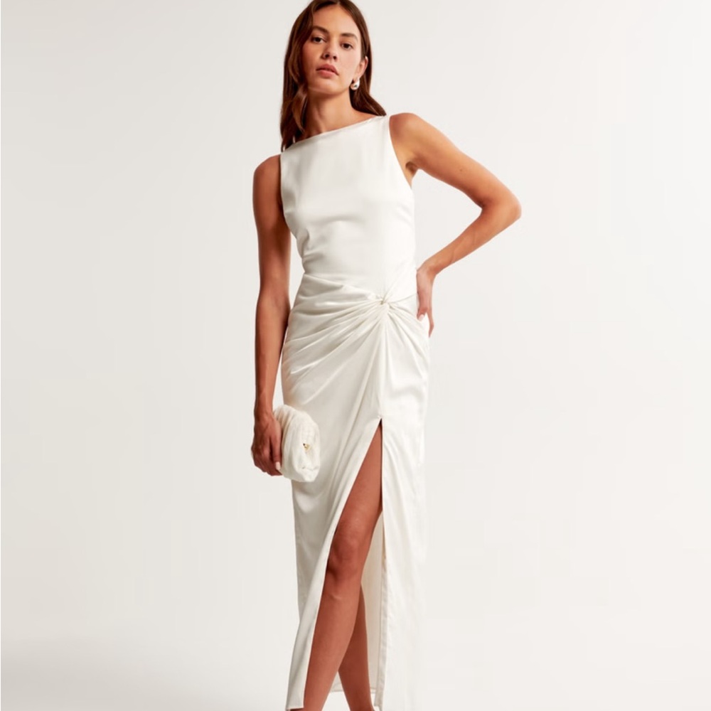 Abercrombie draped skirt maxi dress white
